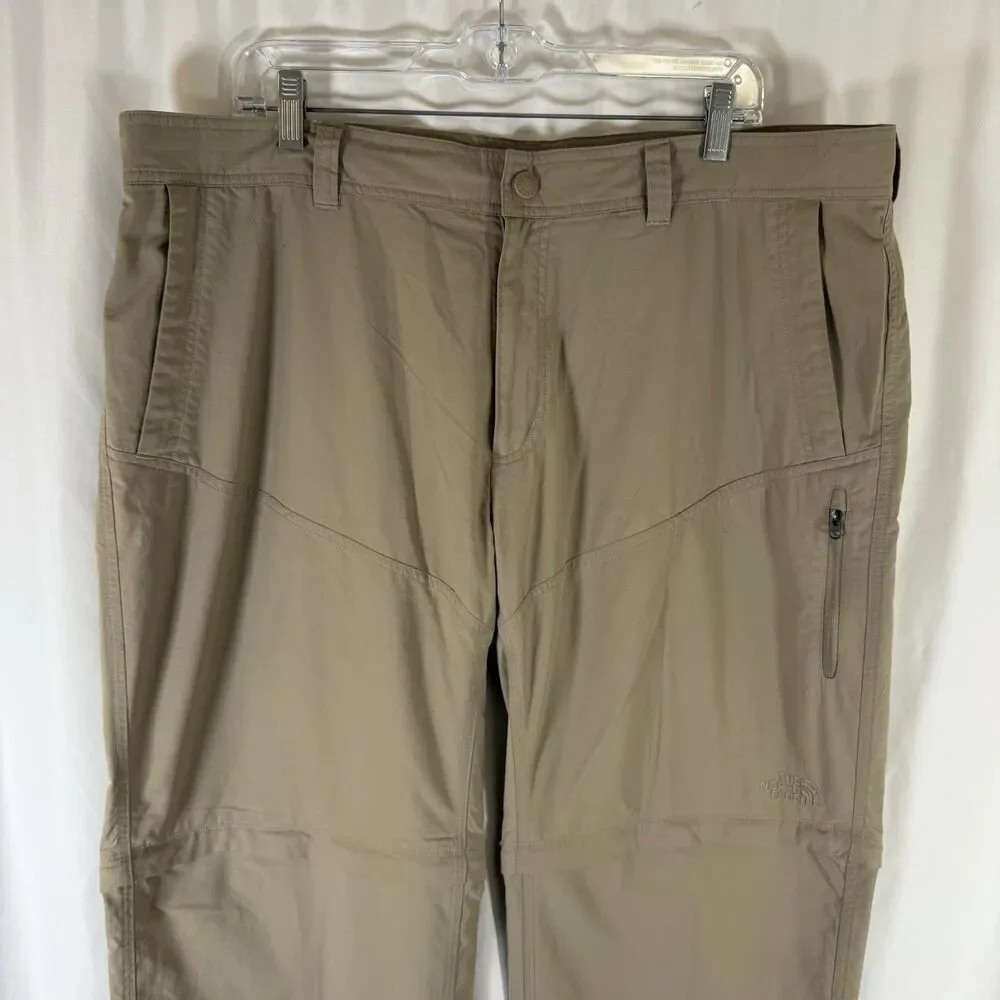 North Face Hiking Convertible Pants Men's 40x30 Khaki Zip Pocket Snap Zip